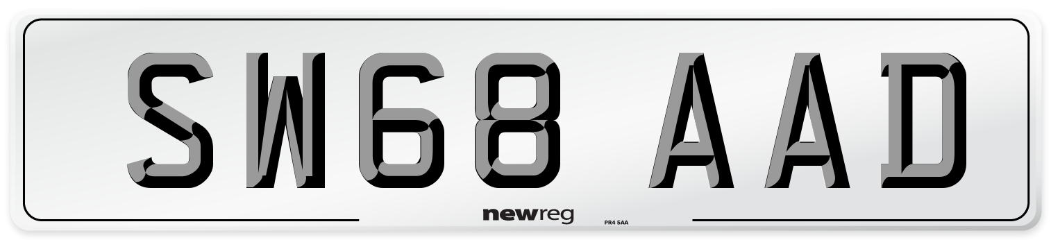 SW68 AAD Number Plate from New Reg